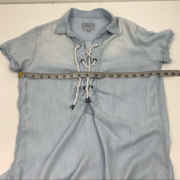 Rails Chambray Blue Dress Lace Up Tassels Bohemian Casual Size XS - Picture 10 of 14